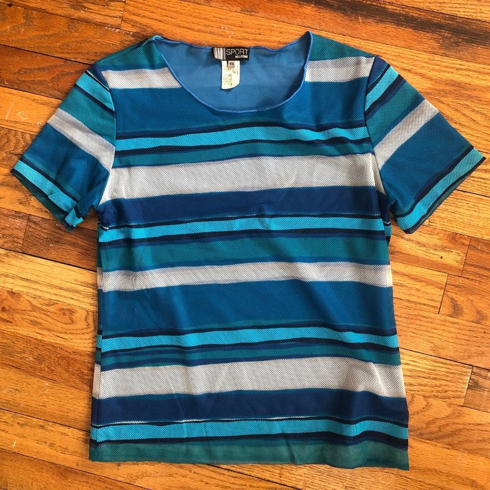 Missoni Sport Blue Striped Mesh Shirt